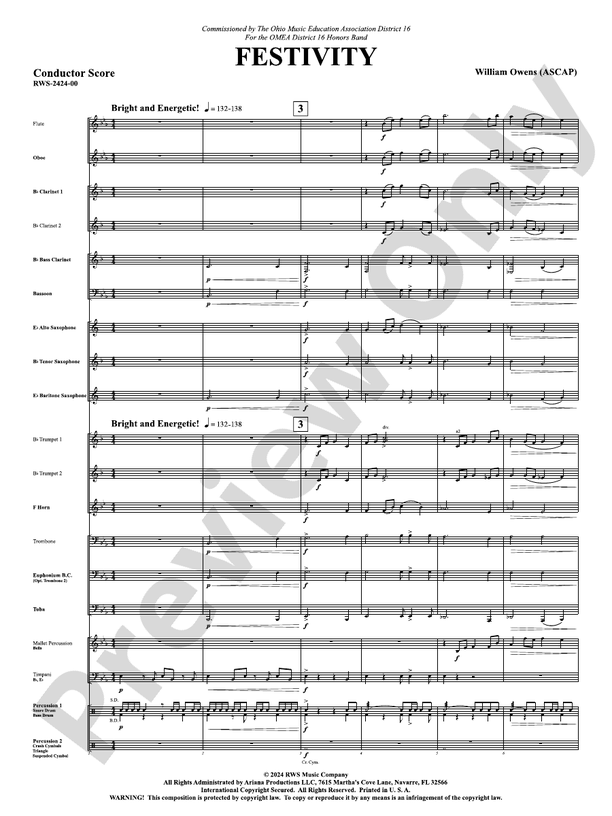 Festivity - Concert Band Conductor Score & Parts(Digital Download)