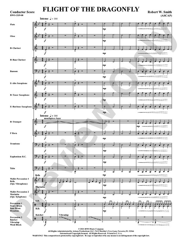 Flight of the Dragonfly - Concert Band Conductor Score & Parts (Digital Download)