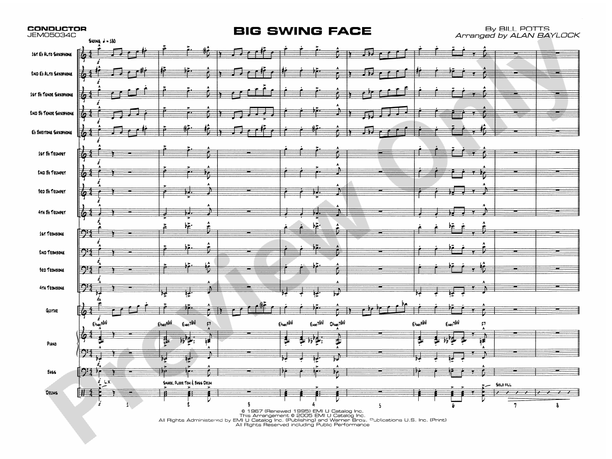 Big Swing Face (Grade 3) - Jazz Ensemble Conductor Score & Parts (Digital Download)