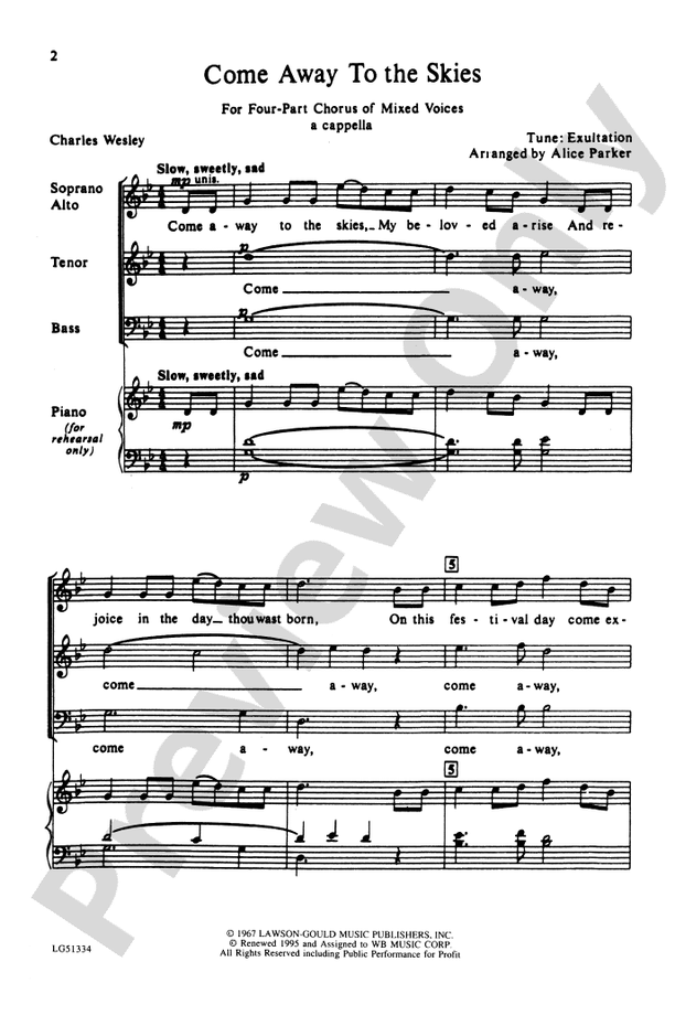 Come Away to the Skies – SATB Choral Octavo (Digital Download)