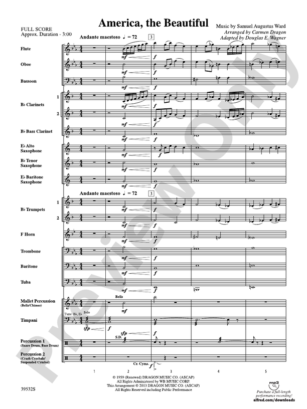 America, the Beautiful - DSM-PK-0005594 - Concert Band Conductor Score & Parts (Digital Download)
