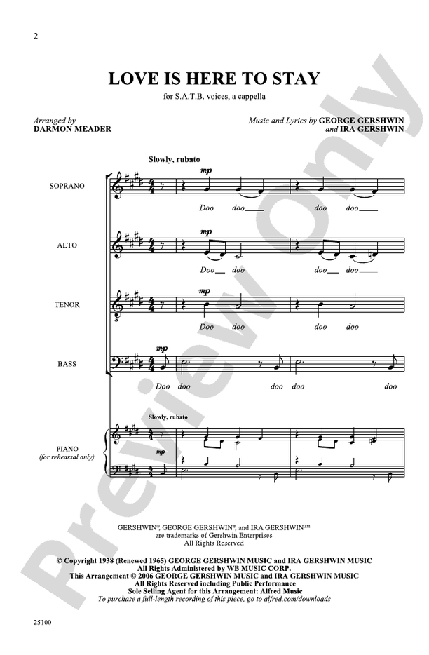 Love Is Here to Stay – SATB, a cappella Choral Octavo (Digital Download)