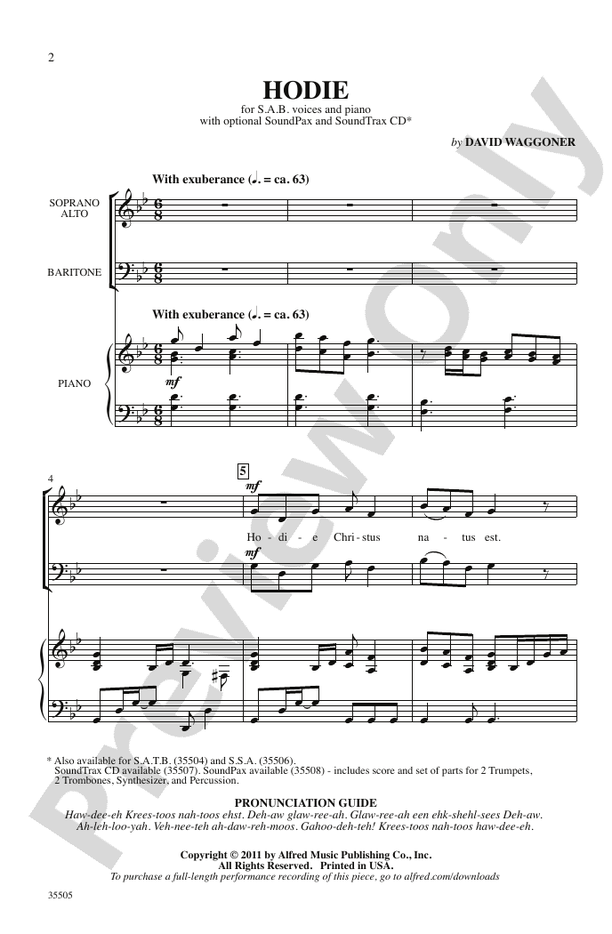 Hodie – SAB Choral Octavo (Digital Download)