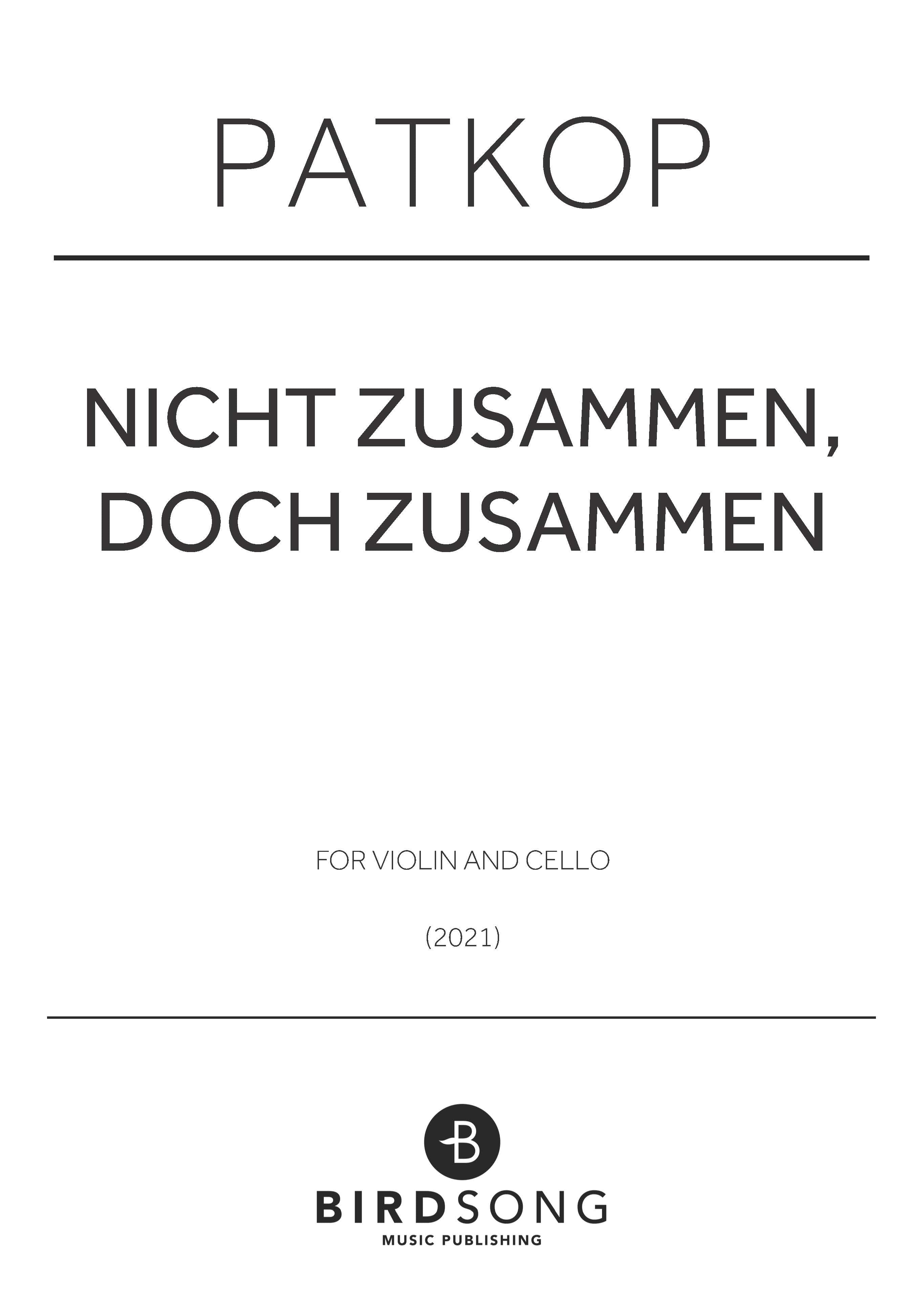 Nicht zusammen, doch zusammen - Violin, Cello Duet (Digital Download)