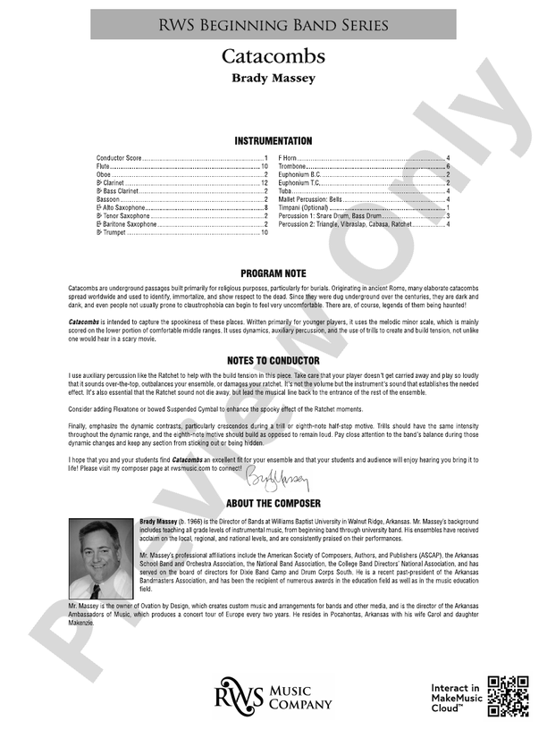 Catacombs - Concert Band Conductor Score & Parts(Digital Download)