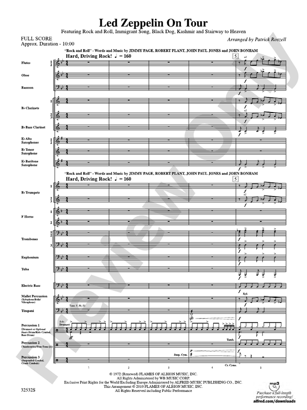 Led Zeppelin on Tour - Concert Band Conductor Score & Parts (Digital Download)