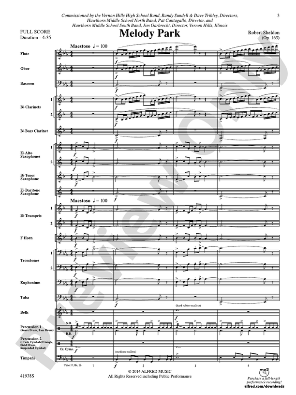 Melody Park - Concert Band Conductor Score & Parts (Digital Download)