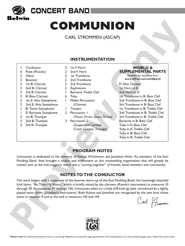 Communion - Concert Band Conductor Score & Parts (Digital Download)