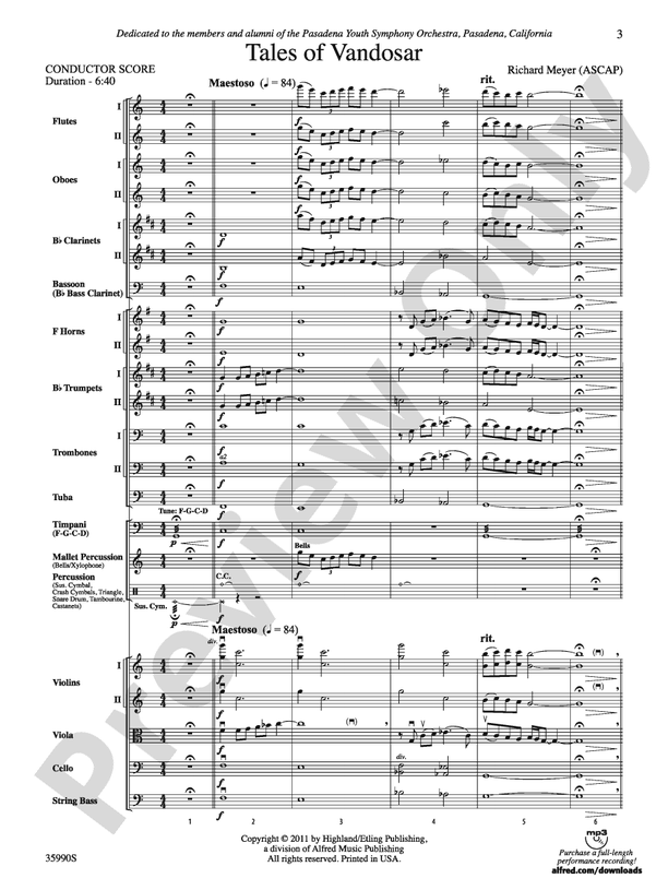 Tales of Vandosar – Ful Orchestra Conductor Score & Parts (Digital Download)