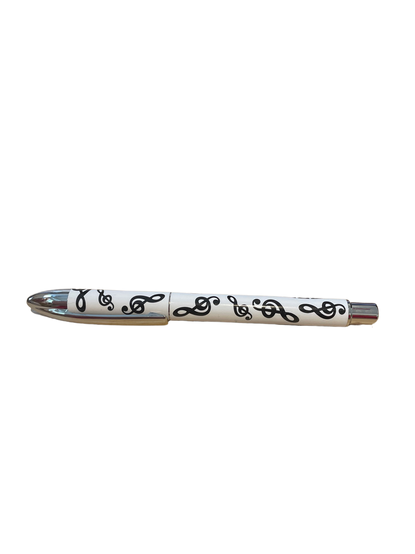 Music Pen White with Black Treble Clefs and a Black Keyboard