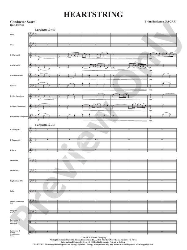 Heartstring - Concert Band Conductor Score & Parts (Digital Download)