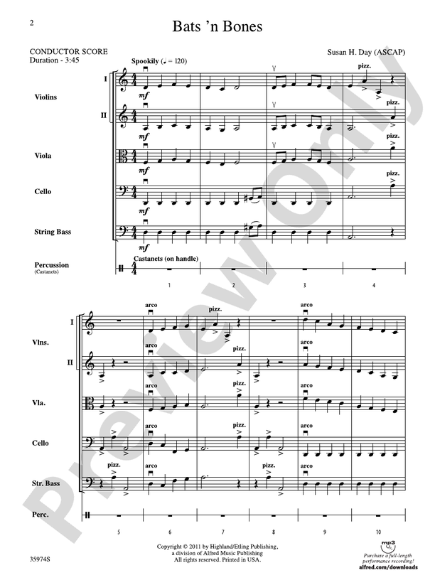 Bats 'n Bones – String Orchestra Conductor Score & Parts (Digital Download)