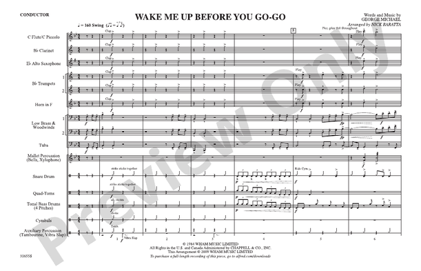 Wake Me Up Before You Go-Go – Marching Band Conductor Score & Parts (Digital Download)