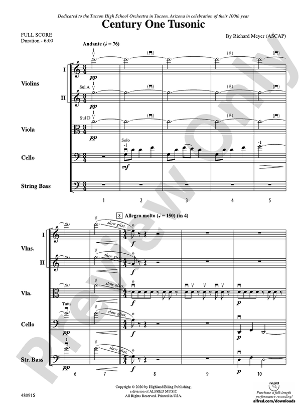 Century One Tusonic - String Orchestra Conductor Score & Parts (Digital Download)