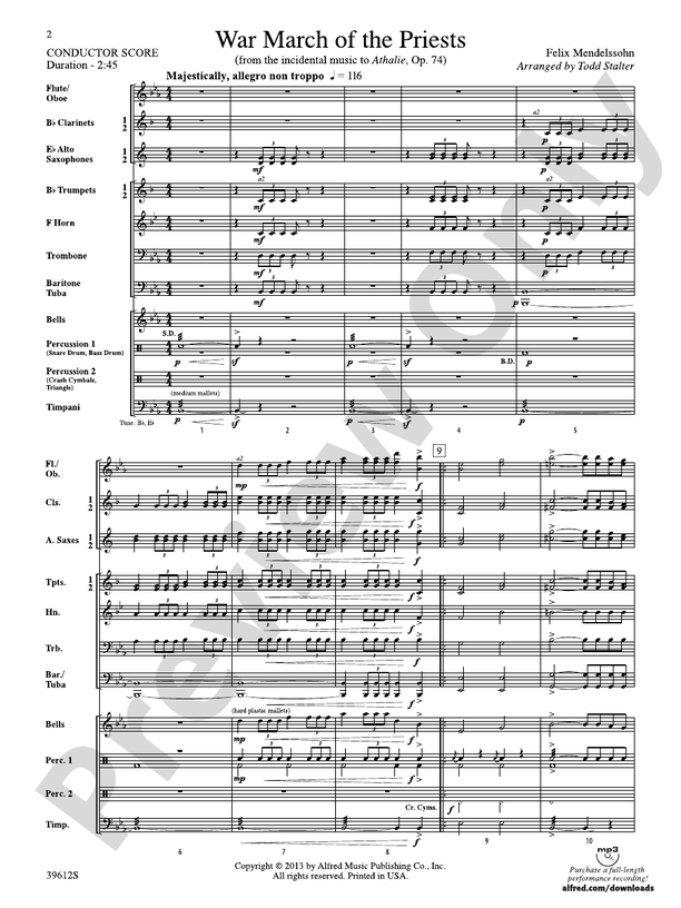 War March of the Priests - Concert Band Conductor Score & Parts (Digital Download)
