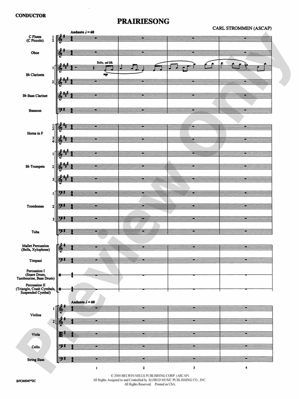 Prairiesong – Full Orchestra Conductor Score & Parts (Digital Download)