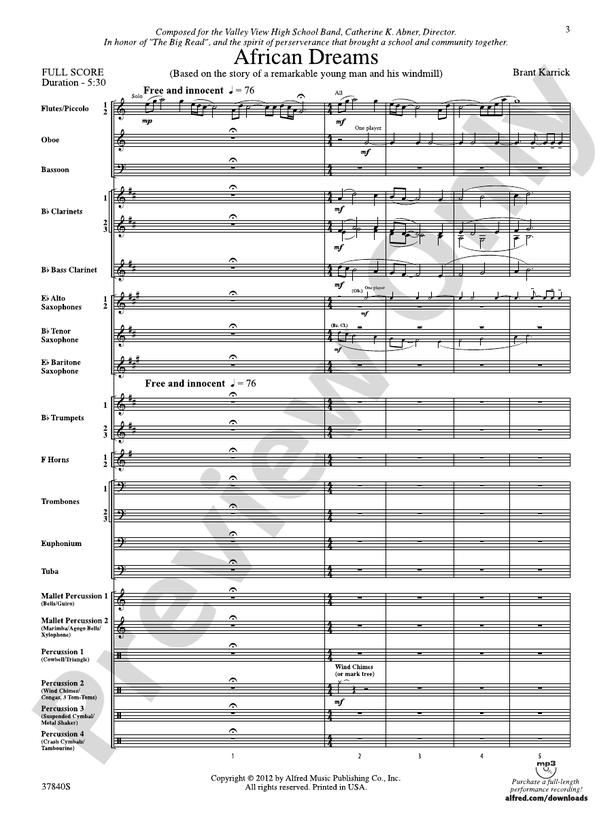 African Dreams - Concert Band Conductor Score & Parts (Digital Download)