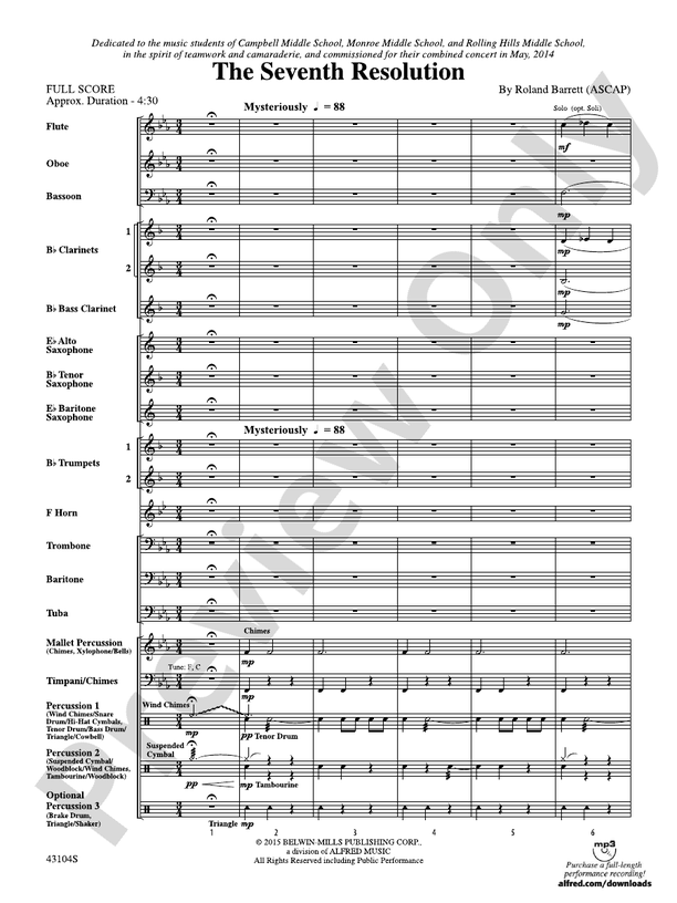 The Seventh Resolution - Concert Band Conductor Score & Parts (Digital Download)