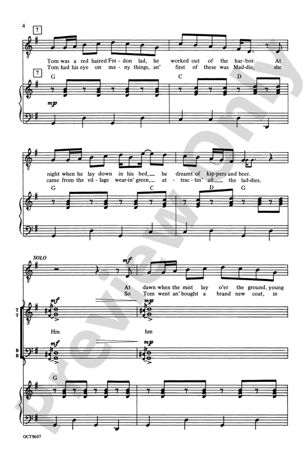 Finnan Haddie (from Celtic Songs) – TTBB Choral Octavo (Digital Download)