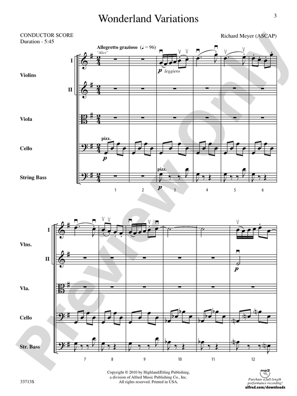 Wonderland Variations – String Orchestra Conductor Score & Parts (Digital Download)