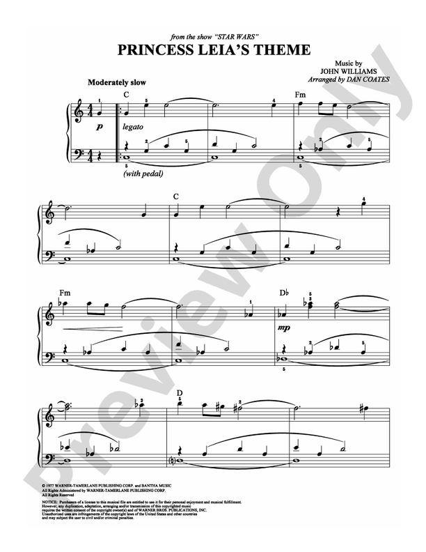 Princess Leia's Theme - Arr. Dan Coates - Easy Piano (Digital Download)