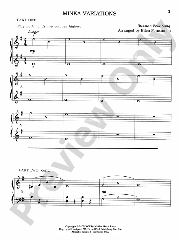 Minka Variations - 1 Piano, 6 Hands (Digital Download)