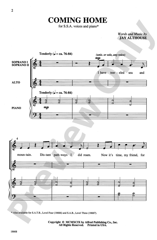 Coming Home – SSA Choral Octavo (Digital Download)