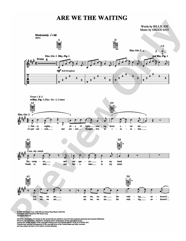 Are We The Waiting - Guitar TAB (Digital Download)