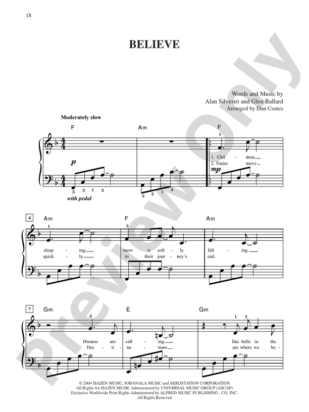 Believe (from "The Polar Express") - DSM-PS-0012897 - Easy Piano (Digital Download)