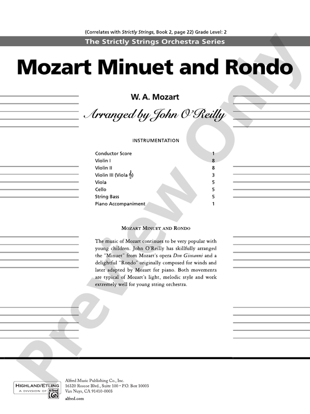 Mozart Classics – String Orchestra Conductor Score & Parts (Digital Download)