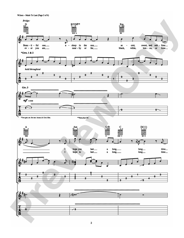 Made to Last - Guitar TAB (Digital Download)