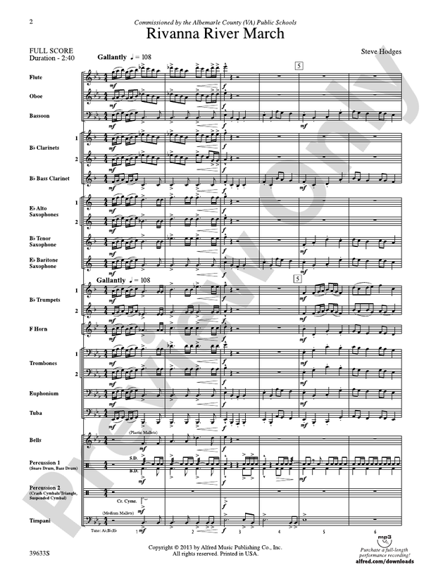 Rivanna River March - Concert Band Conductor Score & Parts (Digital Download)