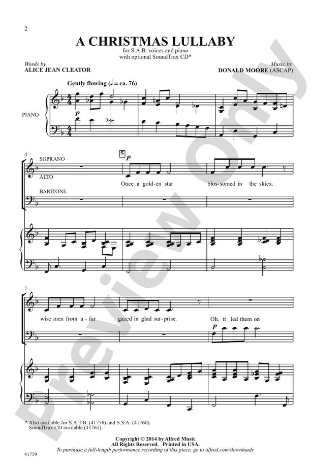 A Christmas Lullaby - SAB Choral Octavo (Digital Download)
