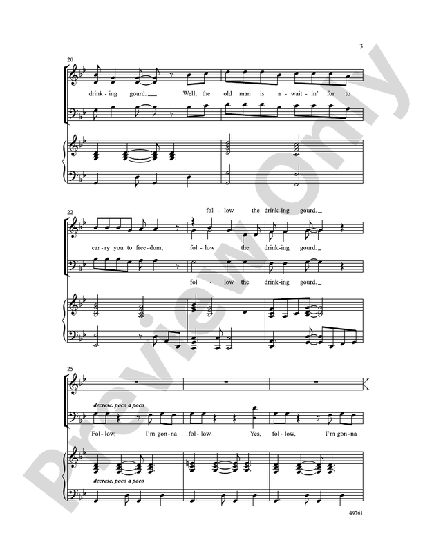 Follow the Drinking Gourd - 3 Part Mixed Choral Octavo (Digital Download)