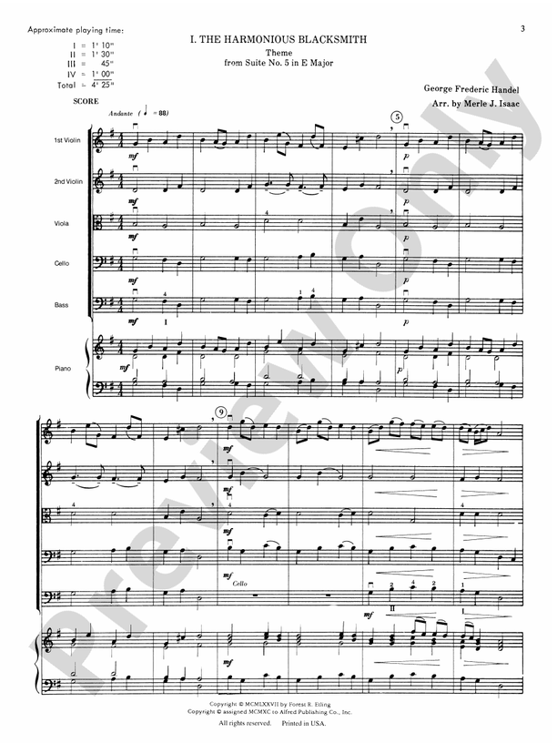 The Harmonious Blacksmith Suite – String Orchestra Conductor Score & Parts (Digital Download)