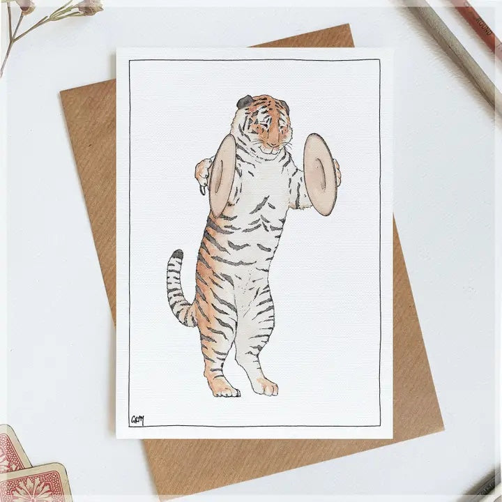 Greeting Card - Sketch Tiger Playing the Cymbals