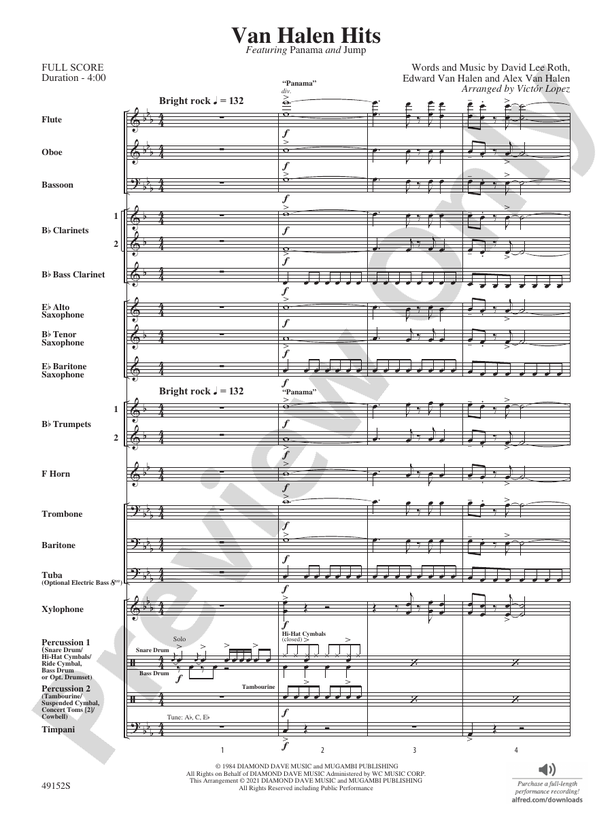 VAN HALEN HITS/PYB - Concert Band Conductor Score & Parts (Digital Download)