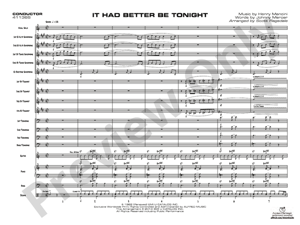 It Had Better Be Tonight - Jazz Ensemble Conductor Score & Parts (Digital Download)