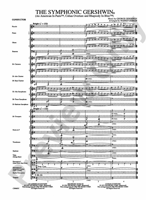The Symphonic Gershwin - Concert Band Conductor Score & Parts (Digital Download)