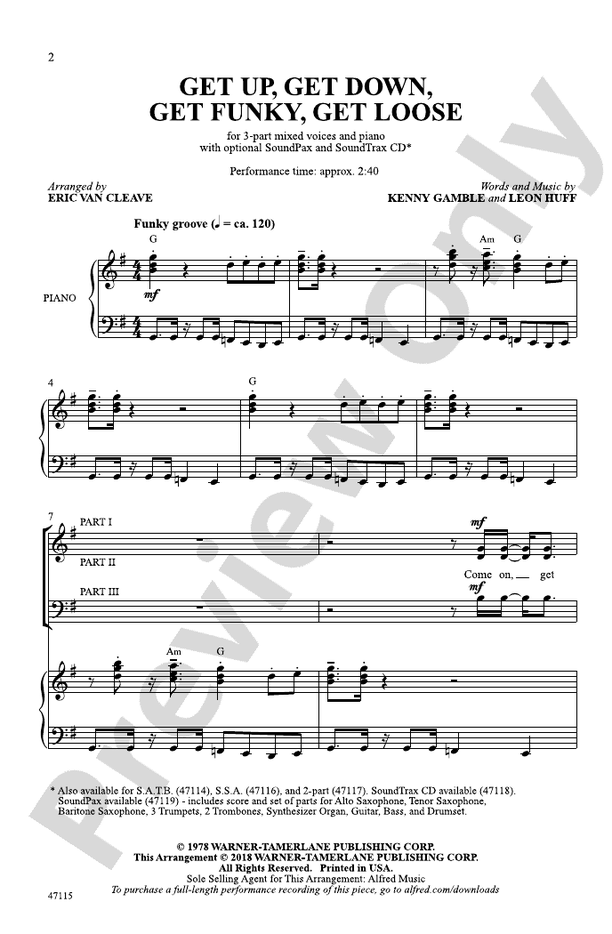 Get Up, Get Down, Get Funky, Get Loose – 3-Part Mixed Choral Octavo (Digital Download)