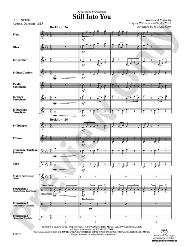 Still Into You - Concert Band Conductor Score & Parts (Digital Download)