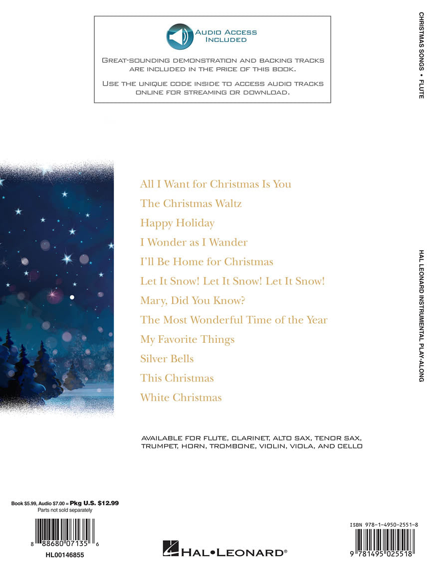 Christmas Songs - for Flute Instrumental Play-Along - Various - Flute Hal Leonard Sftcvr/Online Audio