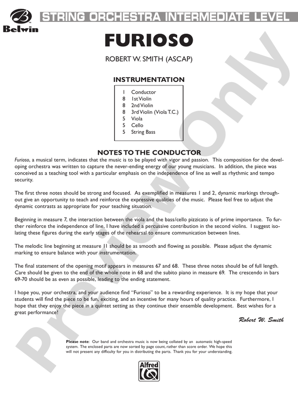 Furioso – String Orchestra Conductor Score & Parts (Digital Download)