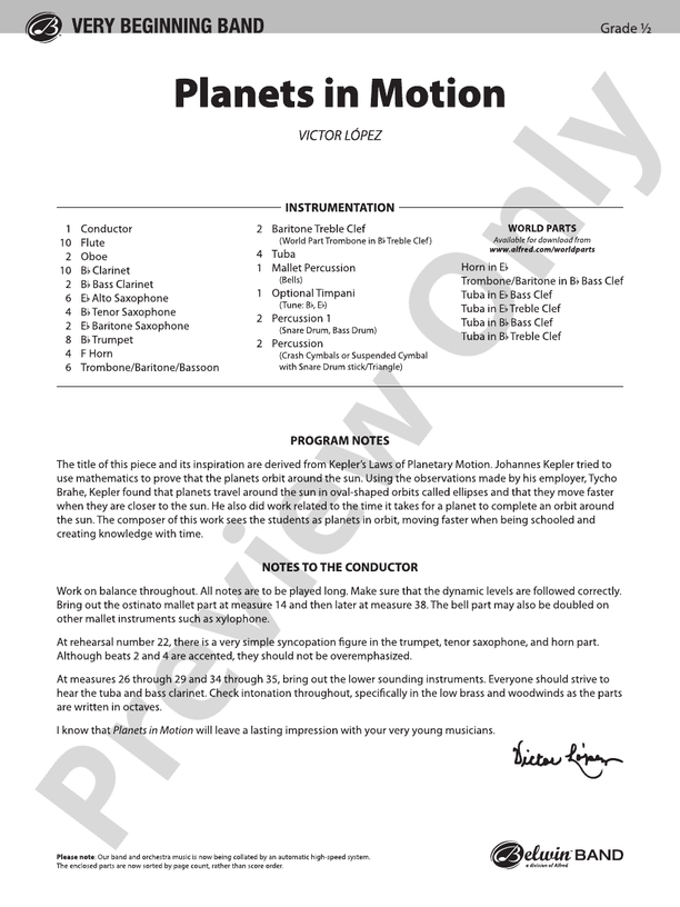 Planets in Motion - Concert Band Conductor Score & Parts (Digital Download)