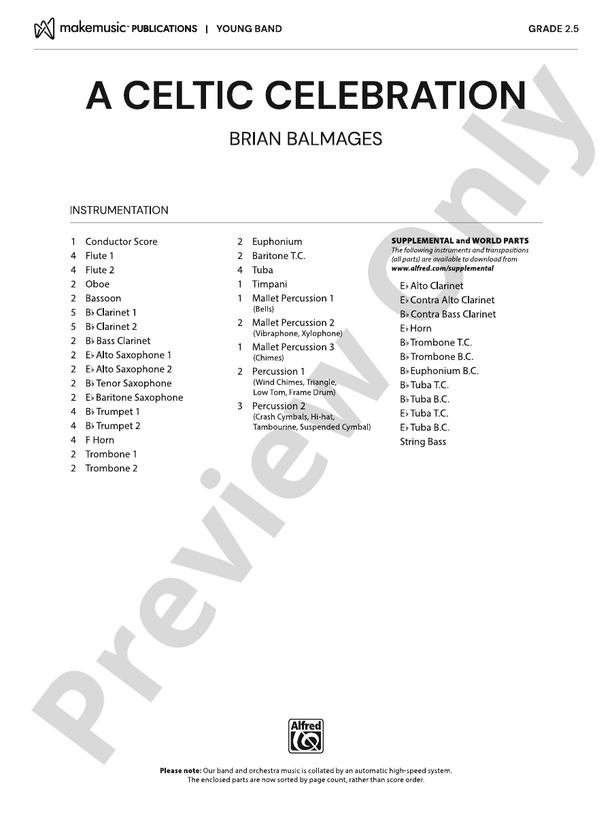 A Celtic Celebration – Concert Band Conductor Score & Parts (Digital Download)