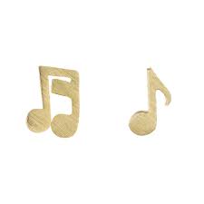 Gold Quaver and Semiquaver Stud Earrings