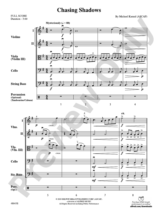 Chasing Shadows - String Orchestra Conductor Score & Parts (Digital Download)