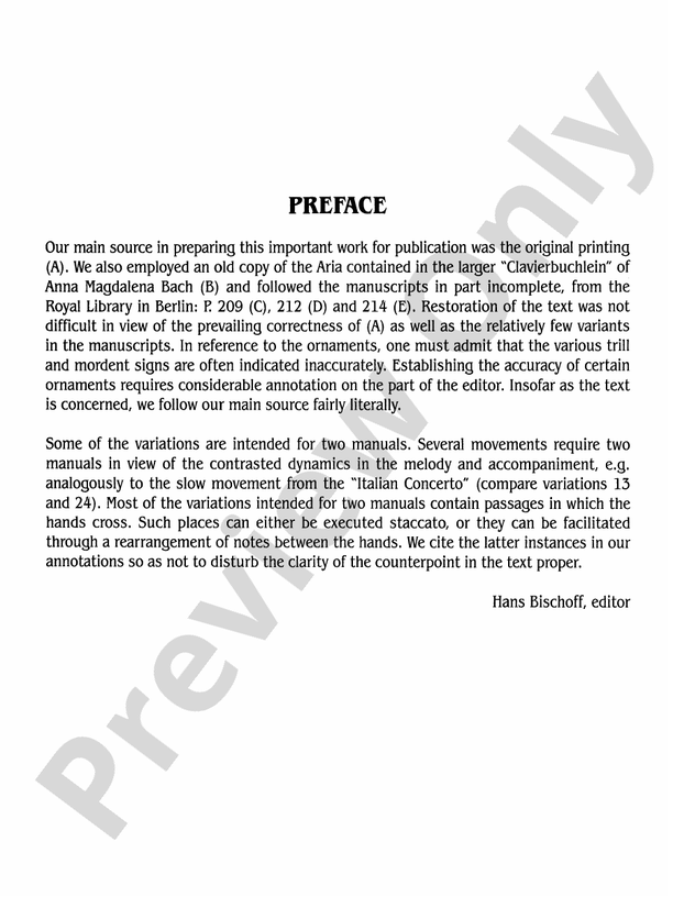 Bach - Goldberg Variations - Piano Solo (Digital Download)