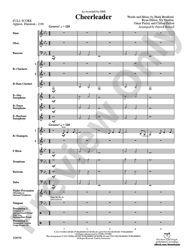Cheerleader - Concert Band Conductor Score & Parts (Digital Download)