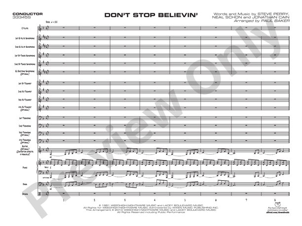 Don't Stop Believin' - Jazz Ensemble Conductor Score & Parts (Digital Download)